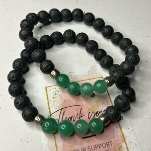 Lava Stone & Green Aventurine Bracelet